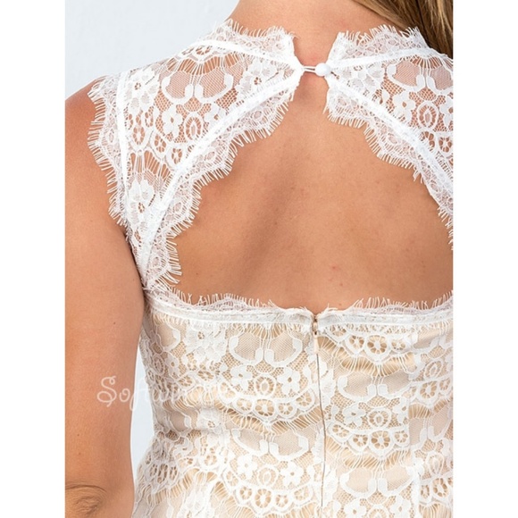 Last☝️Ivory Eyelash Lace Tulle Cocktail Cute Dress - Picture 5 of 7